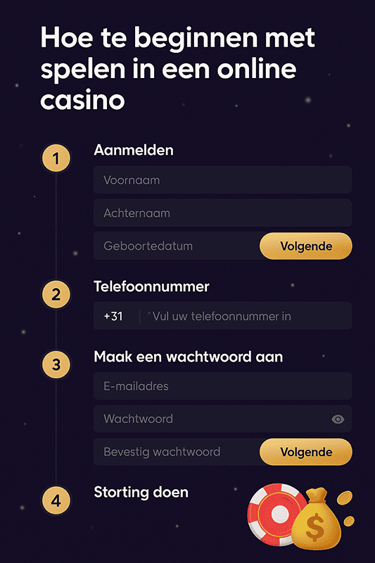 Registratieformulier bij een buitenlands online casino